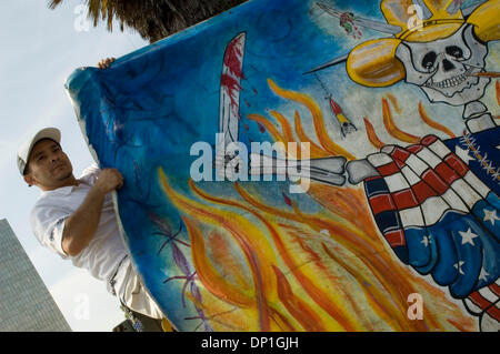 May 01, 2006; Los Angeles, CA, USA; Demonstrators participate in 'A Day Without Immigrants' a nationwide protest in opposition to legislation to reform US immigration law in downtown Los Angeles.  Mandatory Credit: Photo by Rick Nahmias/ZUMA Press. (©) Copyright 2006 by Rick Nahmias Stock Photo