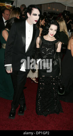 May 01, 2006; New York, NY, USA; MARILYN MANSON and DITA VON TEESE at the arrivals for the Costume Institute Gala 'AngloMania:Tradition and Transgression in British Fashion' held at the Metropolitan Museum of Art. Mandatory Credit: Photo by Nancy Kaszerman/ZUMA Press. (©) Copyright 2006 by Nancy Kaszerman Stock Photo