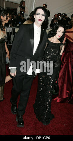 May 01, 2006; New York, NY, USA; MARILYN MANSON and DITA VON TEESE at the arrivals for the Costume Institute Gala 'AngloMania:Tradition and Transgression in British Fashion' held at the Metropolitan Museum of Art. Mandatory Credit: Photo by Nancy Kaszerman/ZUMA Press. (©) Copyright 2006 by Nancy Kaszerman Stock Photo