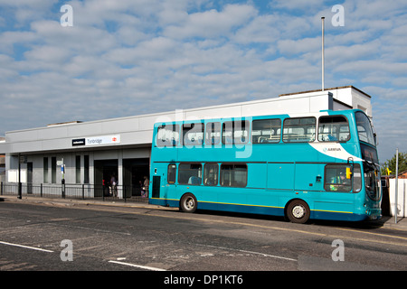 An Arriva bus in front of Tonbridge Railway Station, UK Stock Photo