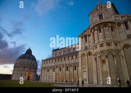 Cathedral and Baptistry at Campo dei Miracoli the field of miracles Pisa city Tuscany region Italy Europe Stock Photo