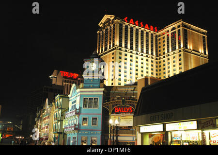 May 06, 2006; Atlantic City, NJ, USA; Atlantic City is always turned on, with attractions such as Caesars Palace, Trump Plaza, and Bally's Casino, pictured at night, the skyline view from the boardwalk in Atlantic City, NJ, on May 6, 2006. Mandatory Credit: Photo by Tina Fultz/ZUMA Press. (©) Copyright 2006 by Tina Fultz Stock Photo
