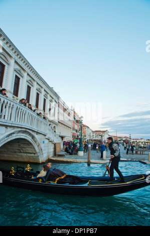 Gondola at Ponte della Paglia bridge Molo seaside promenade San Marco district Venice the Veneto Italy Europe Stock Photo