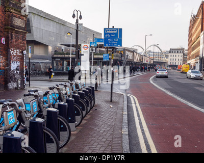 Bethnal Green Road near Shoreditch High Street station and Boxpark pop up shopping mail Stock Photo