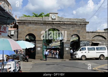 Exterior wall of the Central Market main entrance, Port Louis, Mauritius. Stock Photo