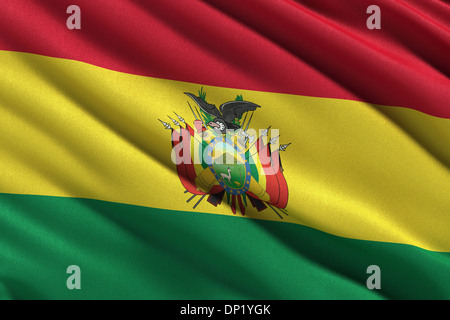 Flag of Bolivia waving in the wind Stock Photo