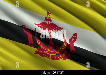 Flag of Brunei waving in the wind Stock Photo