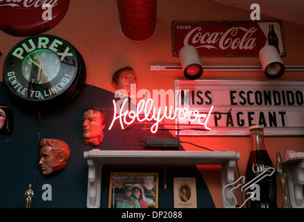 May 11, 2006; Escondido, CA, USA; Detail view of a neon sign hanging on a wall of the living room of Andre Villa's Escondido home with other memorabilia on the wall with it. Mandatory Credit: Photo by Charlie Neuman/SDU-T/ZUMA Press. (©) Copyright 2006 by SDU-T