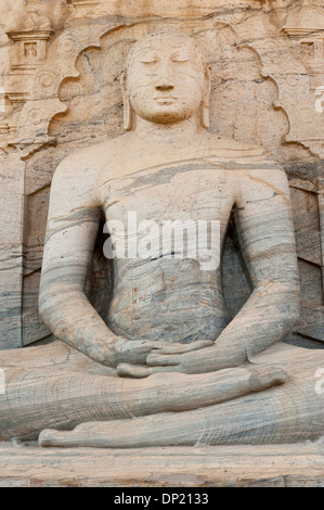 Rock relief of Buddha in a meditation posture, Gal Vihara Temple, Polonnaruwa, Sri Lanka Stock Photo