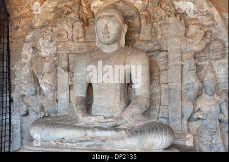 Rock relief of Buddha in a meditation posture, Gal Vihara Temple, Polonnaruwa, Sri Lanka Stock Photo
