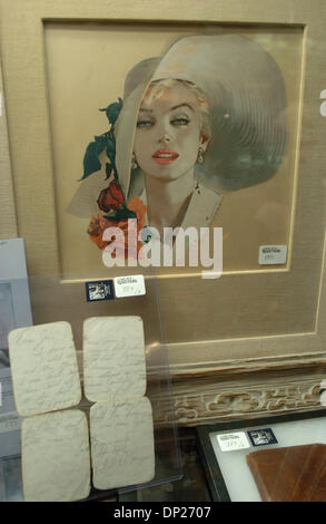 May 19, 2006; Manhattan, NY, USA; Marilyn Monroe watercolor painting by Jon Whitcomb circa 1958, estimated to sell for $20,000-$30,000. Joe DiMaggio Collection public auction presented by Hunt Auctions Inc. at the Marriott Marquis hotel in Times Square.  Mandatory Credit: Photo by Bryan Smith/ZUMA Press. (©) Copyright 2006 by Bryan Smith Stock Photo