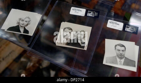 May 19, 2006; Manhattan, NY, USA; U.S. Passport photos of Marilyn Monroe and Joe DiMaggio, circa 1954. Joe DiMaggio Collection public auction presented by Hunt Auctions Inc. at the Marriott Marquis hotel in Times Square.  Mandatory Credit: Photo by Bryan Smith/ZUMA Press. (©) Copyright 2006 by Bryan Smith Stock Photo