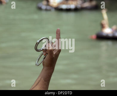 May 29, 2006; Gruene, TX, USA; New Bruanfels Police were on hand to keep the Memorial Day river floaters in hand near Rockin' R River Rides in Gruene, Texas. Mandatory Credit: Photo by Kevin Geil/San Antonio Express-News/ZUMA Press. (©) Copyright 2006 by San Antonio Express-News Stock Photo