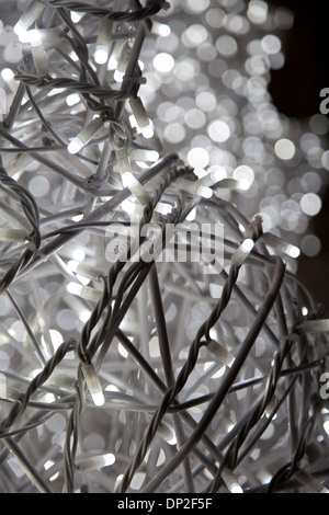 White lights on for Christmas decoration Stock Photo