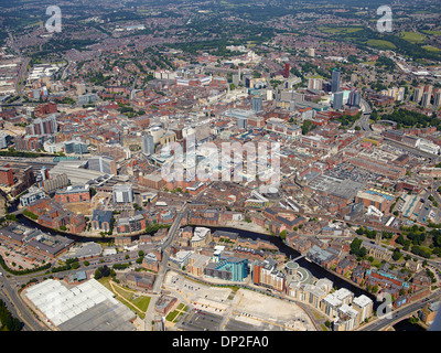 An aerial view of Leeds City Centre, West Yorkshire, Northern England Stock Photo