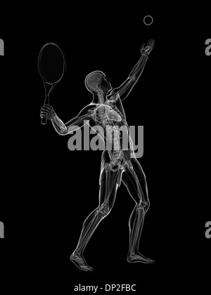 A black and white illustration of a tennis player playing in a match ...
