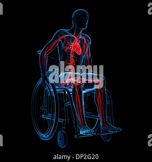 Man in a wheelchair, artwork Stock Photo