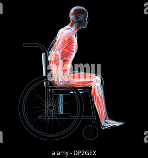 Man in a wheelchair, artwork Stock Photo