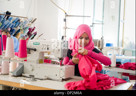 EGYPT, BELBEIS: Many young women work at Naturetex factory at SEKEM. Often they stop working when they get married. Stock Photo