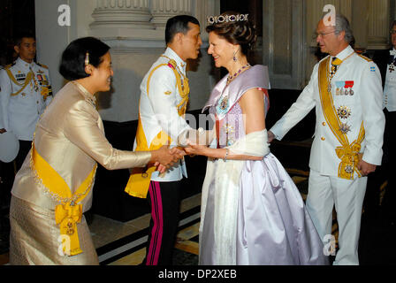 Jun 12, 2006; Bangkok, THAILAND; Thailand hosted foreign Monarchs and Royal representatives fron 25 diferent nations to join in celebrations and ceremonies to pay tribuute to the much loved and respected HRH King Bumibol Adulyadel of Thailand. The banquet was held at Chakri Throne Hall to celebrate the Thai King's 60th year on the throne, at the Grand Palace, Bangkok. Pictured: HM  Stock Photo