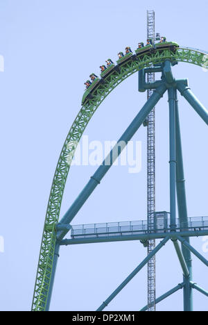 Jun 13, 2006; Jackson, NJ, USA; Those who know roller coasters, know Kingda Ka, the fastest and tallest roller coaster in the world. Located at Six Flags Great Adventure in Jackson, New Jersey, this $23 million dollar ride is the state of the art in roller coasters. Using magnetic levitation and a compressed air catapult (similar to what is used to launch airplanes off an aircraft  Stock Photo
