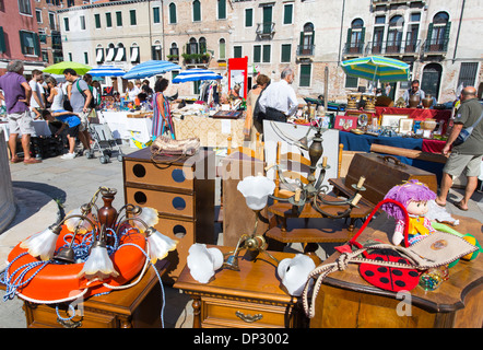 07/09/2013 Flea market in Campo San Barnaba, Venice, Italy. Stock Photo