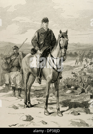 Tirso Lacalle (1845-1920). Spanish military. Engraving by Paris in The Spanish and American Illustration, 1875. Stock Photo