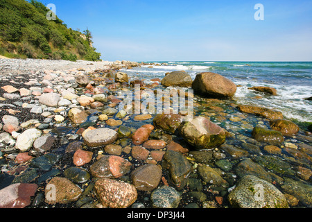 Stony beach on the island Rügen in Germany at the Baltic sea Stock Photo