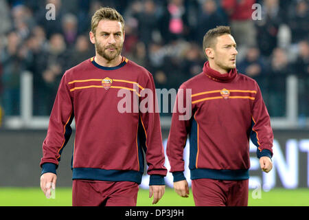 Torino, Italy. 5th Jan, 2014. Daniele De Rossi and Francesco Totti during the Serie A match between Juventus and AS Roma at Juventus Stadium on January 5, 2014 in Torino, Italy.Photo: Filippo Alfero/NurPhoto © Filippo Alfero/NurPhoto/ZUMAPRESS.com/Alamy Live News Stock Photo