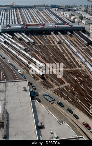Jul 17, 2006; Manhattan, NY, USA; Trains move through the West Rail Yards as the City of New York has proposed to paying $500 million over five years to buy the site from the Metropolitan Transportation Authority. The West Side Rail Yards are located between 30th to 33rd Streets from 10th to 12th Avenue. Mandatory Credit: Photo by Bryan Smith/ZUMA Press. (©) Copyright 2006 by Bryan Stock Photo