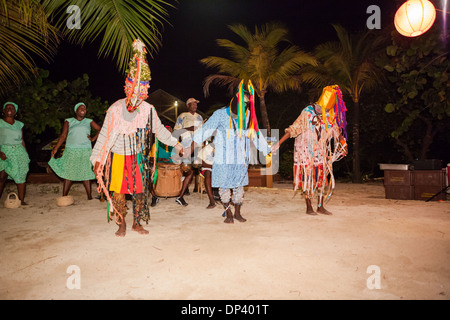 Garifuna perform traditional dance. Garifuna music and dance are an integral part of this culture. Stock Photo