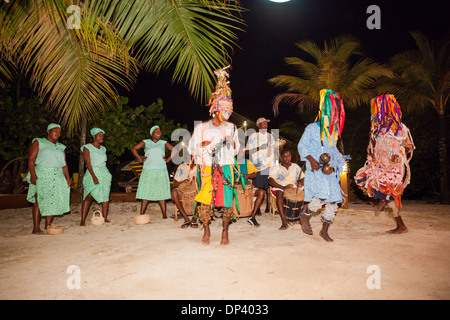 Garifuna perform traditional dance. Garifuna music and dance are an integral part of this culture. Stock Photo