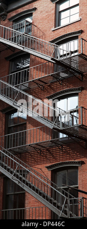 View of brownstones, Soho district, New York City, New York, USA Stock Photo