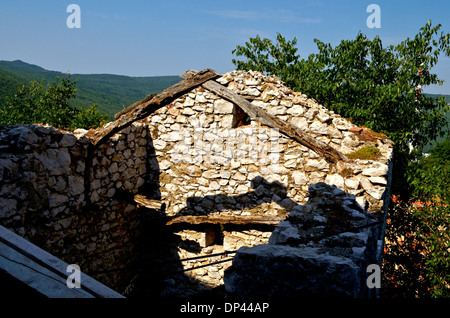 Old fisherman village Plomin Istria Croatia ruined house without roof Stock Photo