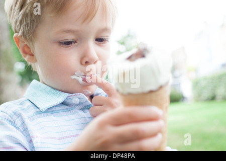 Boy eating an ice cream Stock Photo