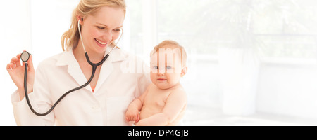 Paediatric chest examination Stock Photo