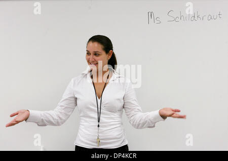 Aug 16, 2006; Boca Raton, FL, USA; New 2nd grade teacher, Paige Schildkraut teaches her students how to pronounce her name.   Mandatory Credit: Photo by J. Gwendolynne Berry/Palm Beach Post/ZUMA Press. (©) Copyright 2006 by Palm Beach Post Stock Photo