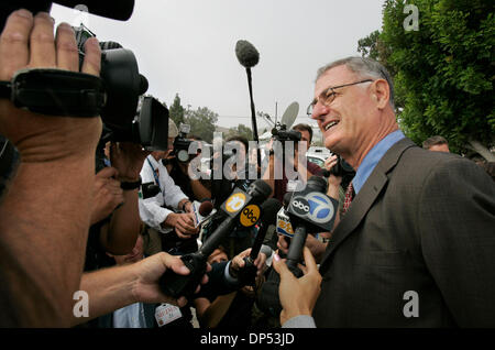 Aug 30, 2006; Camp Pendleton, CA, USA; Retired USMC Brig. Gen. DAVID BRAHMS, now a Carlsbad lawyer and defense lawyer for Marine Lance Cpl. Robert Pennington, one of the accused Marines, speaks to a large amount of the press gathered outside the nearby Media Center that were waiting for the Article 32 Investigation hearings to begin. He said he was here to observe the hearings of t Stock Photo