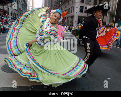 Sep 17, 2006; Manhattan, NY, USA; Traditional Mexican dancers in the Annual Mexican Day Parade along Madison Avenue.  Mandatory Credit: Photo by Bryan Smith/ZUMA Press. (©) Copyright 2006 by Bryan Smith Stock Photo