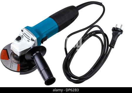 small angle grinder with abrasive disk isolated on a white background Stock Photo