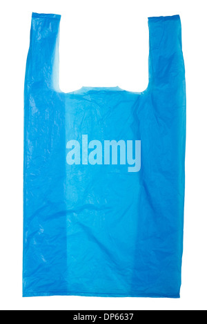Blue Plastic bag isolated on white background Stock Photo