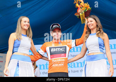 Campbelltown, Adelaide, Australia. 23rd Jan, 2014.  Cadel EVANS (AUS) from the BMC Racing Team after victory in Stage 3 of the 2014 Santos Tour Down Under in Adelaide Australia Credit:  Boris Karpinski/Alamy Live News Stock Photo