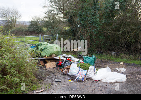 Fly tipping in the English countryside Stock Photo