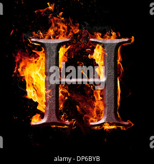 Letters and symbols in fire - H Stock Photo - Alamy