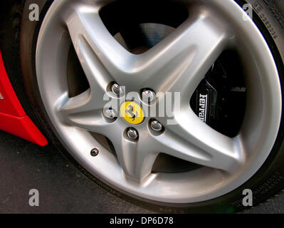 Sep 23, 2006; Laguna Beach, CA, USA; Ferrari is an Italian sports car manufacturer based in Maranello, Italy. Founded by Enzo Ferrari in 1929 as Scuderia Ferrari. Silver Aluminium alloy Wheel detail on the 328 GTS. Mandatory Credit: Photo by Ruaridh Stewart/ZUMA Press. (©) Copyright 2006 by Ruaridh Stewart Stock Photo