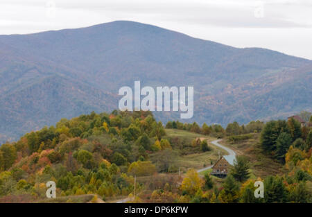 Oct 19, 2006; Boone, NC, USA; A home along a ridge with Roan Mountain behind during the fall color change in the western part of North Carolina. Mandatory Credit: Photo by Sean Meyers/ZUMA Press. (©) Copyright 2006 by Sean Meyers Stock Photo