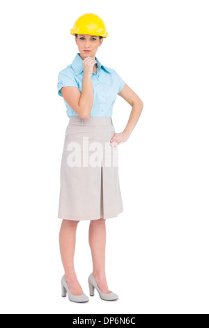 Thoughtful attractive architect posing Stock Photo