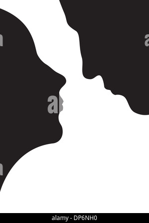 silhouette vector illustration of couple man and woman in love Stock Photo