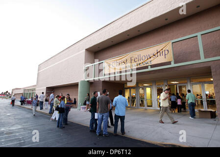 Oct 25, 2006; West Palm Beach, FL, USA; Visitors enter the new Christ Fellowship Church for a special pre-ceremony in the new 1,100 seat sanctuary Wednesday evening.  The Church, inside the building of a former Target store, will hold its first full services this Sunday. Mandatory Credit: Photo by Richard Graulich/Palm Beach Post/ZUMA Press. (©) Copyright 2006 by Palm Beach Post Stock Photo