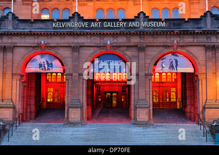 Kelvingrove Art Gallery and Museum at dusk, Glasgow, Scotland Stock Photo